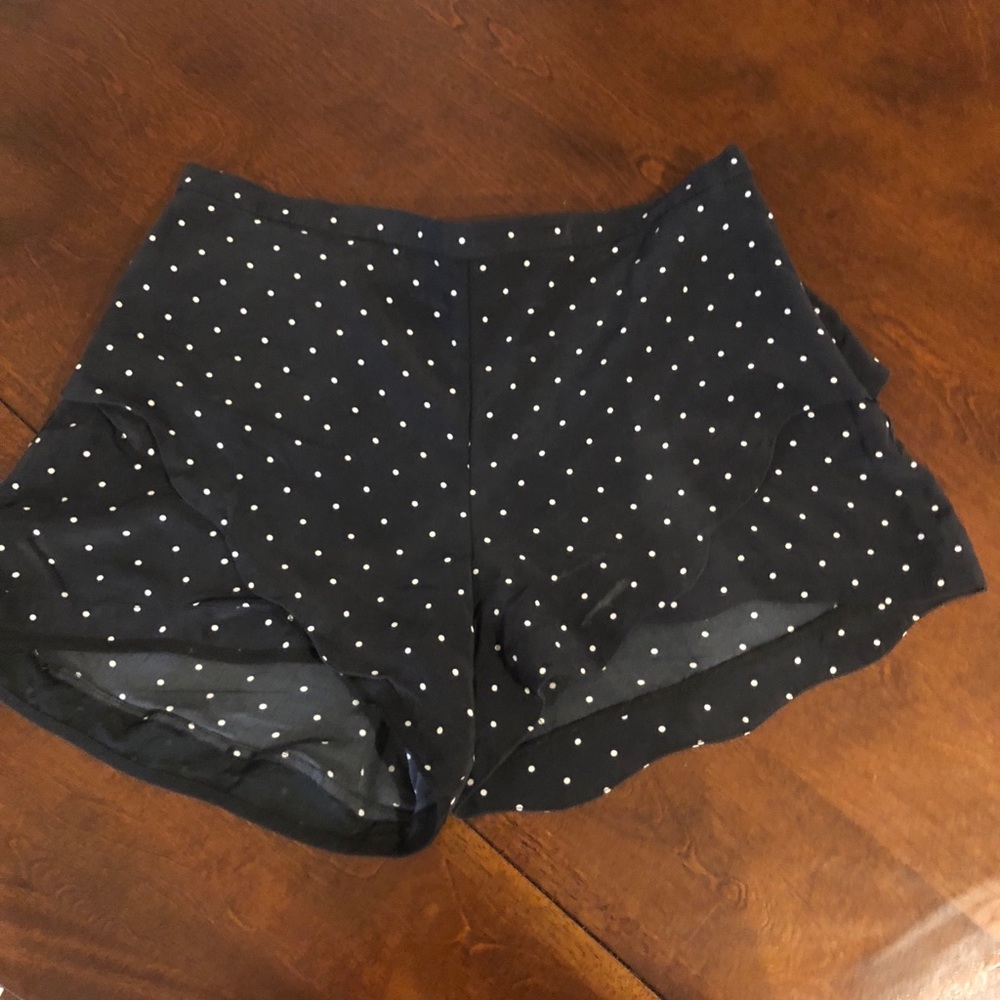 Black and white Polka dot silk shorts
